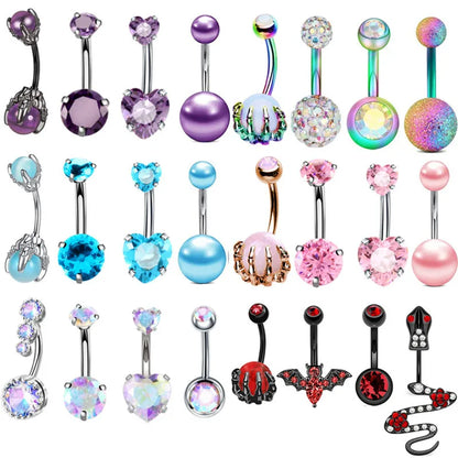 4PC Claw Belly Button Piercing Set – Surgical Steel Crystal Bee Navel Rings, Bulk CZ Belly Ring Pack for Women