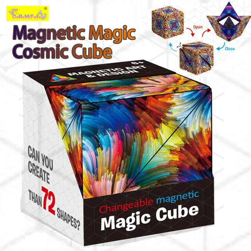 Magic Infinite Cosmic Shasibo Cube — Magnetic Fidget Puzzle Toy, Changeable Anti-Stress Flip Cubic Cube