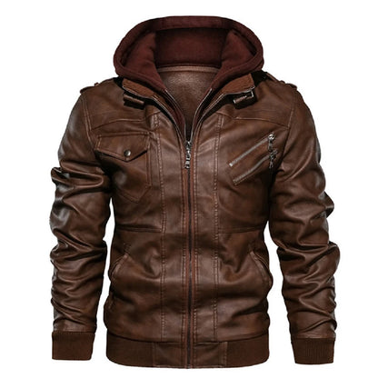 KB Men’s Leather Motorcycle Jacket – Casual PU Biker Coat, Autumn Outerwear, EU Size SA722