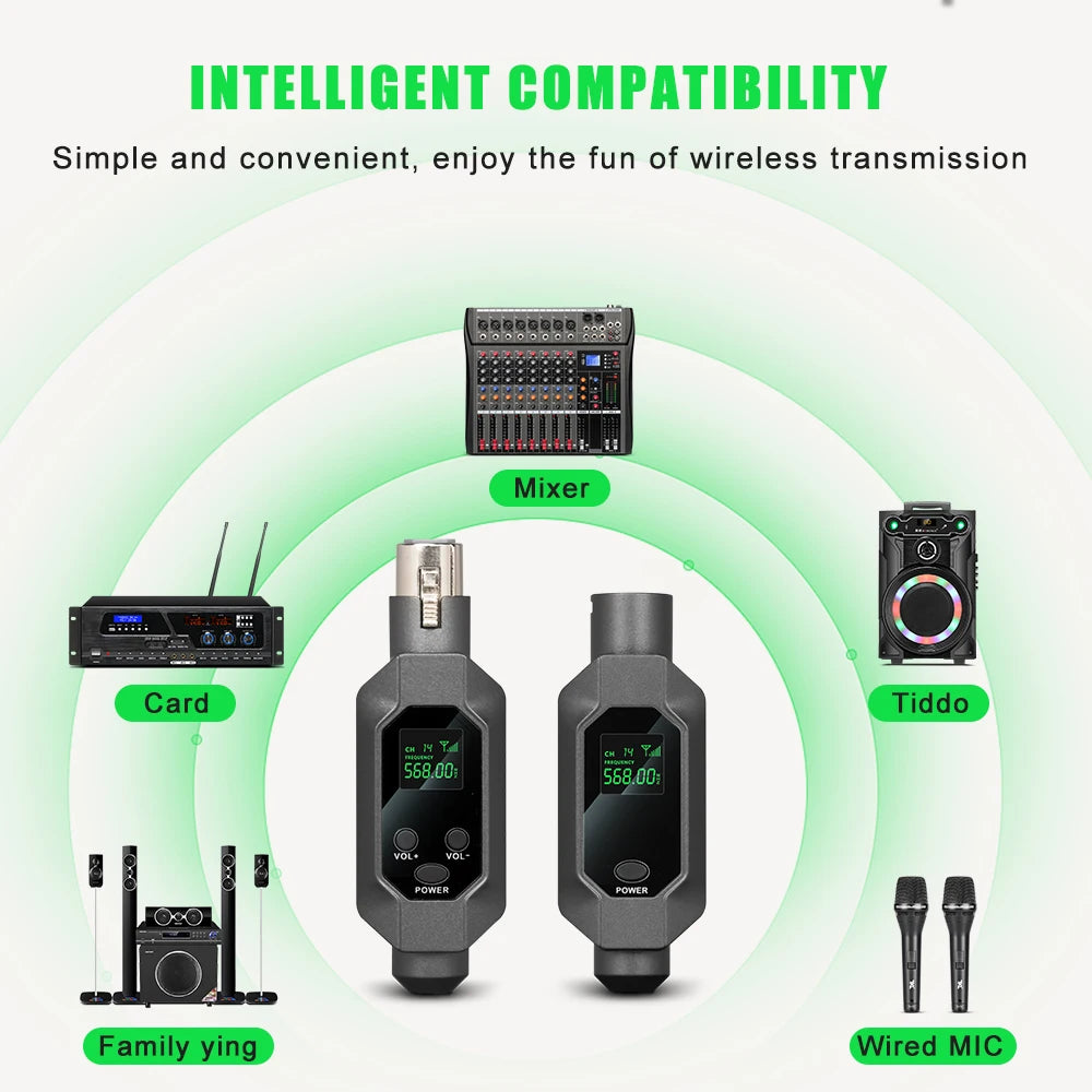 LEUS N2 UHF Wireless Microphone System – XLR Transmitter & Receiver for Dynamic Microphones