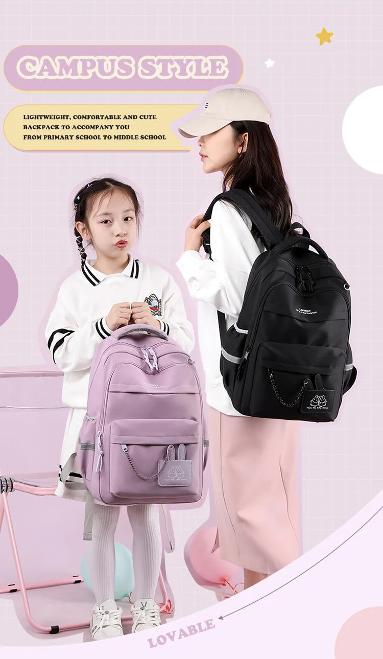 Girls’ School Backpack | Purple & Pink Large Capacity Bookbag for Kids, Primary Students Gift