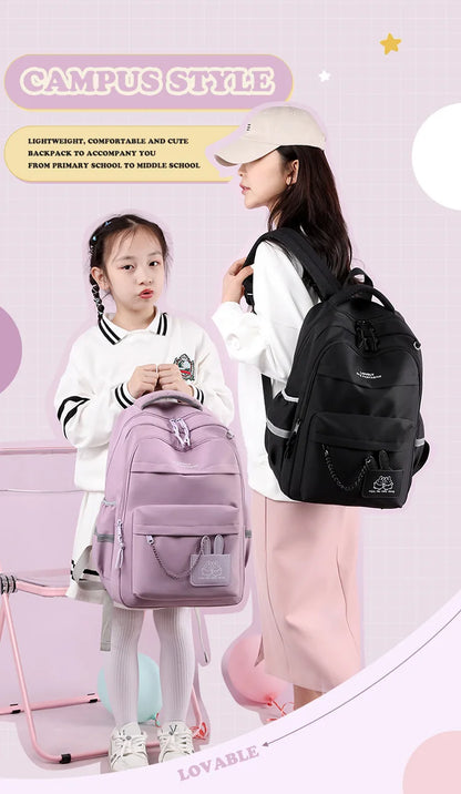 Girls’ School Backpack | Purple & Pink Large Capacity Bookbag for Kids, Primary Students Gift