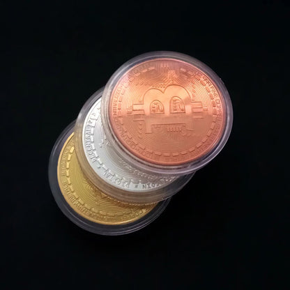 Casascius Bitcoin Commemorative Coin – Gold Plated BTC Metal Collector’s Edition with Protective Case