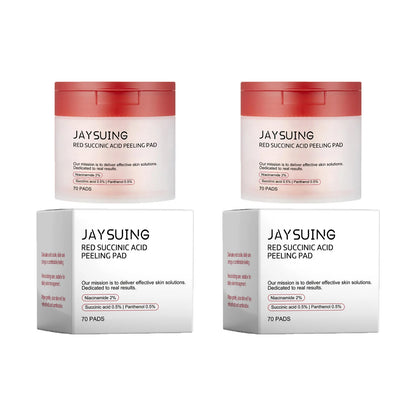 70-Piece Red Succinic Acid Peeling Pads - Gentle Exfoliating & Moisturizing Facial Pads with Panthenol