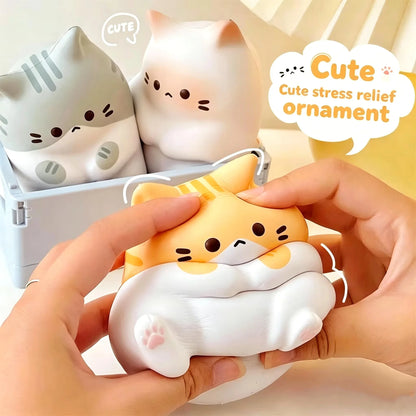 3-Piece Cute Cartoon Cat Squeeze Toy Set - Soft PU Slow-Rebound Fidget Toys for Stress Relief, Sensory Play, and Relaxation Gifts