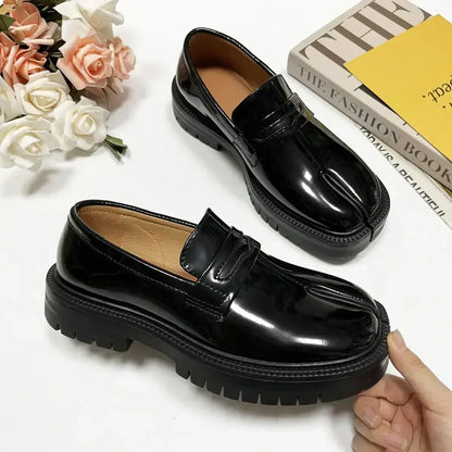 CHMURY Tabi Loafers — Men & Women Split Toe Casual Shoes, Thick Sole Patent Leather 2024