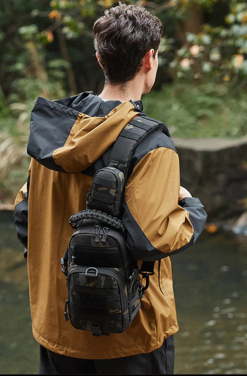 Men’s Tactical Camping Chest Bag – Outdoor MOLLE Sling Shoulder Pack for Hiking, Cycling, Fishing & Climbing