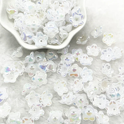 50pcs 7x13mm Gradient Acrylic Bellflower Beads - Flower Caps, Spacer Beads & Charms for DIY Jewelry Making