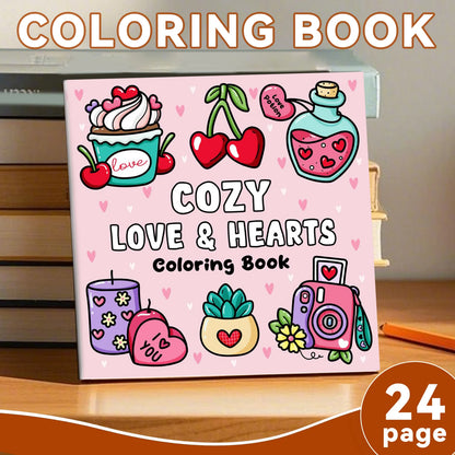 Cozy Love Hearts Coloring Book - Relaxing Adult Doodle & Graffiti Art Activity Book for Stress Relief and Creativity