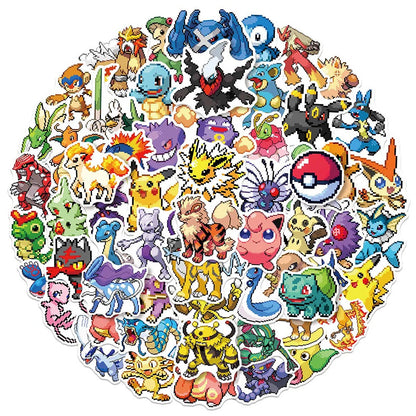 Pokemon Pixel Art Stickers – 10/30/50pcs Classic Anime Pikachu Graffiti Decals for Notebooks, Laptops & DIY Crafts