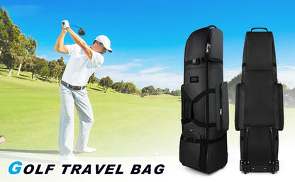 Heavy Duty Golf Travel Bag – 900D Polyester Oxford, Wear-Resistant, Foldable Soft-Sided Case with Zipper & Wheels