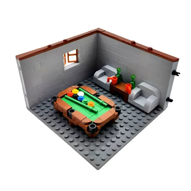 City House Building Blocks Set - DIY MOC Bricks with Bedroom & Living Room Furniture for Kids' Creative Play