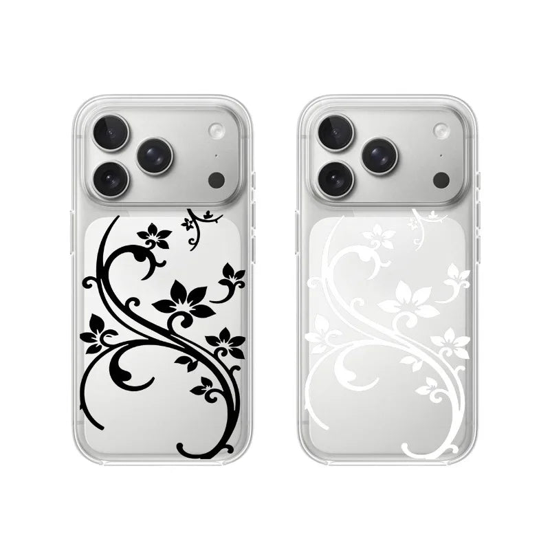 Art Flower Phone Case - Shockproof Transparent Cover for iPhone 17, 16, 15, 14 & More