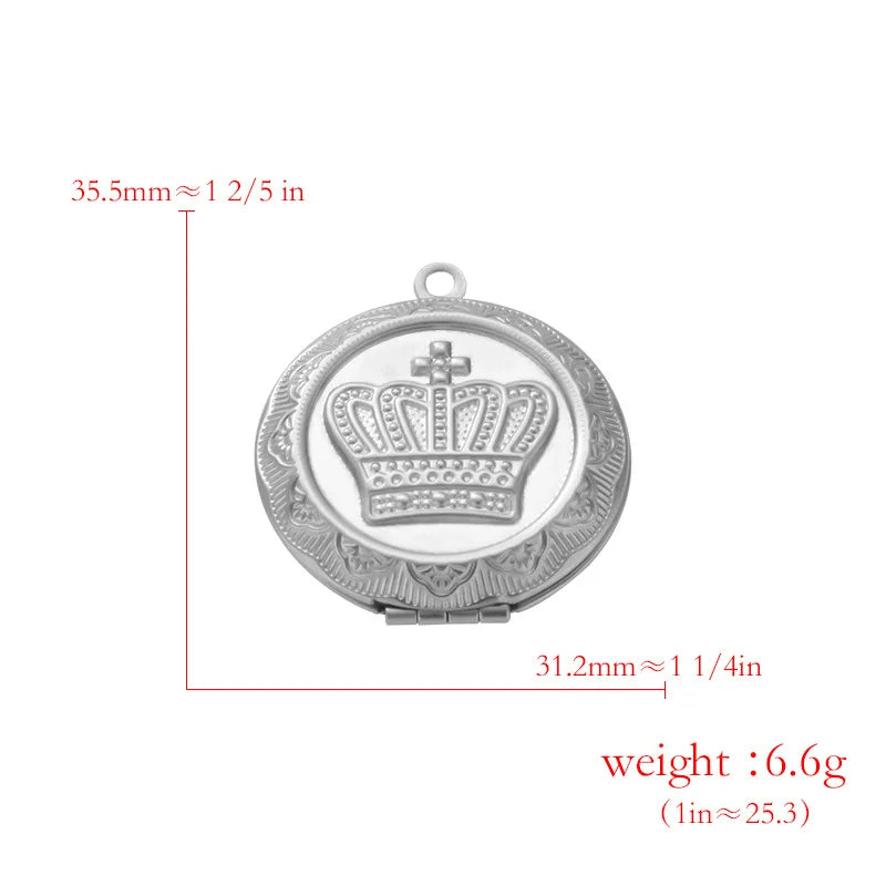 Stainless Steel Photo Locket Charms - 5-Piece Heart, Round & Square Memory Pendant Set