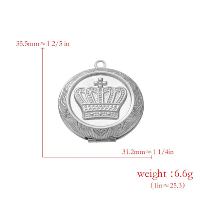 Stainless Steel Photo Locket Charms - 5-Piece Heart, Round & Square Memory Pendant Set