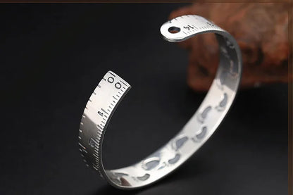 925 Sterling Silver Ruler Bracelet — Creative Footprint Roman Numeral Bangle TYB120