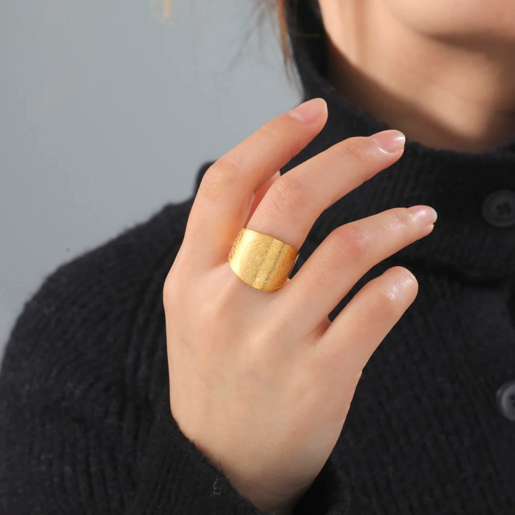 Dawapara 7 Archangels Protection Ring – Metatron Cube, Lilith Symbol, King Solomon Secrets Vintage Amulet Jewelry