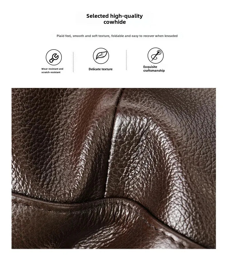Men’s Genuine Leather Crossbody Bag – Small Outdoor Casual Bag for Motorcycle and Daily Use