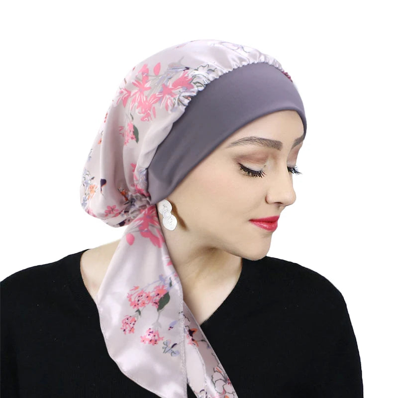 Women’s Printed Pre-Tie Headscarf – Elastic Turban & Chemo Hair Loss Head Wrap Bandana