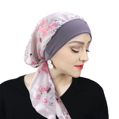 Women’s Printed Pre-Tie Headscarf – Elastic Turban & Chemo Hair Loss Head Wrap Bandana