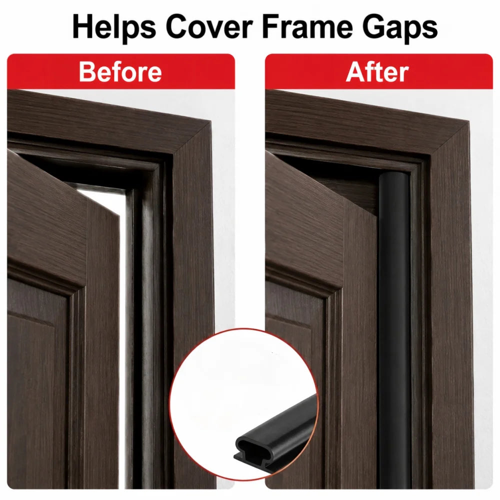 Self-Adhesive Door Seal Strip - 6M Rubber Soundproof Weather Stripping for Windows & Door Frames, Hollow Gap Filler Insulation