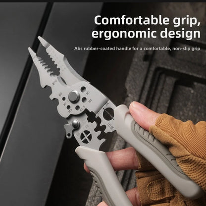 8.5 Inch Heavy Duty Wire Stripper Pliers - Stainless Steel Electrical Cutter and Crimper Tool with Ergonomic Grip