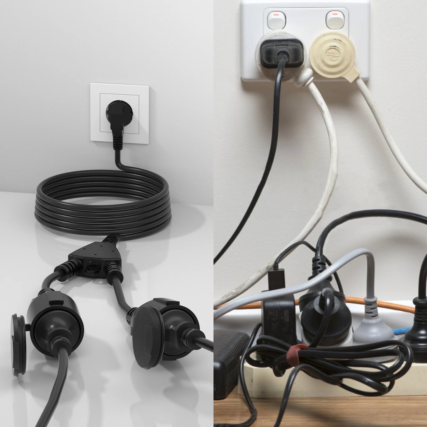 European Standard Power Extension Cord – 5cm/3/5/7M, Male to Female, 3680W 250V 16A with Safety Plug