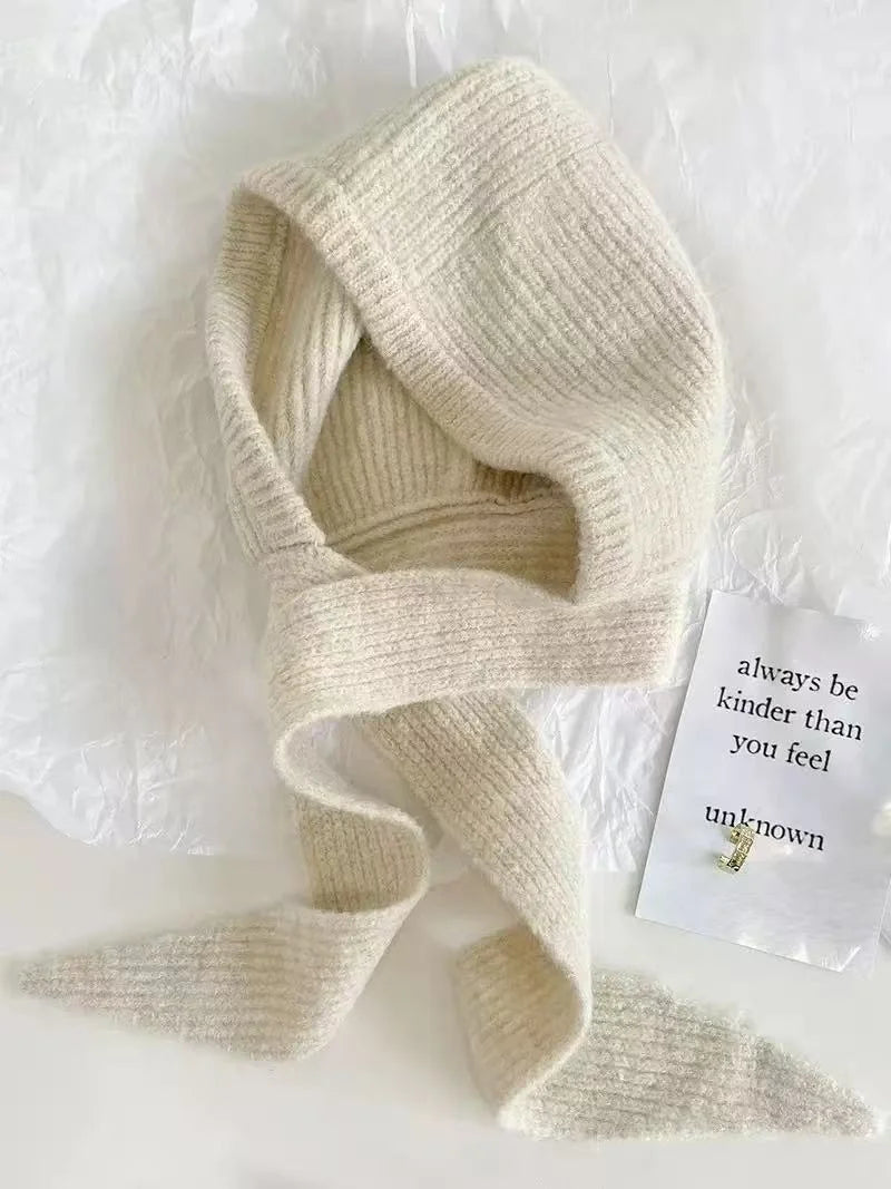 Y2K Balaclava Beanie Hat & Scarf – Thick Knit One-Piece Winter Neck Warmer Retro Style