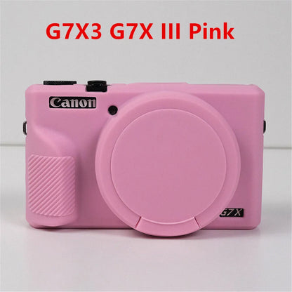 Canon G7X Silicone Camera Case - Soft Rubber Shockproof Body Cover with Lens Cap for G7X Mark II III G7XII G7X2 G7XIII G7X3