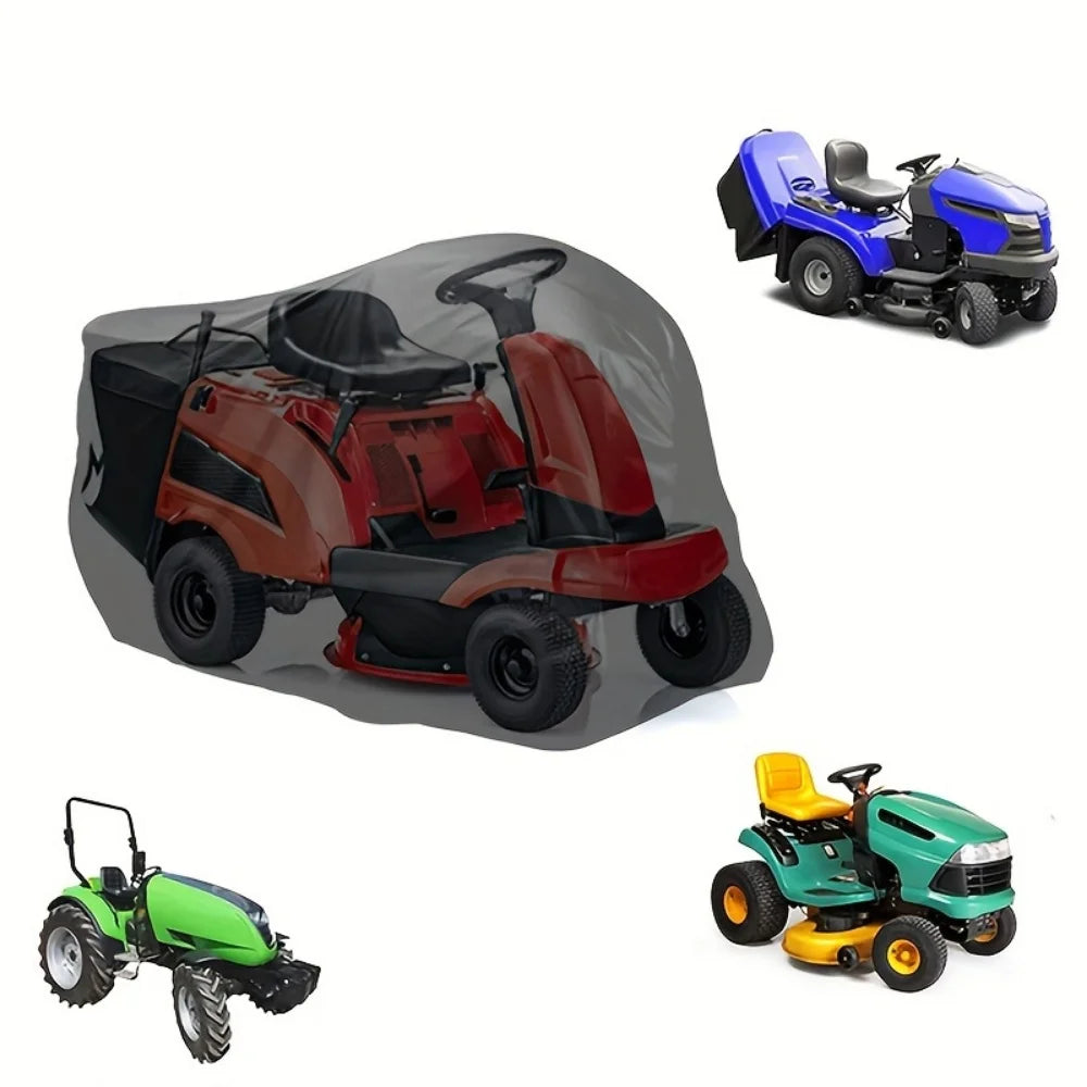 Heavy-Duty Yard Tractor Cover - Black Oxford Fabric Outdoor Lawn Mower Storage Protector & Accessory Cover