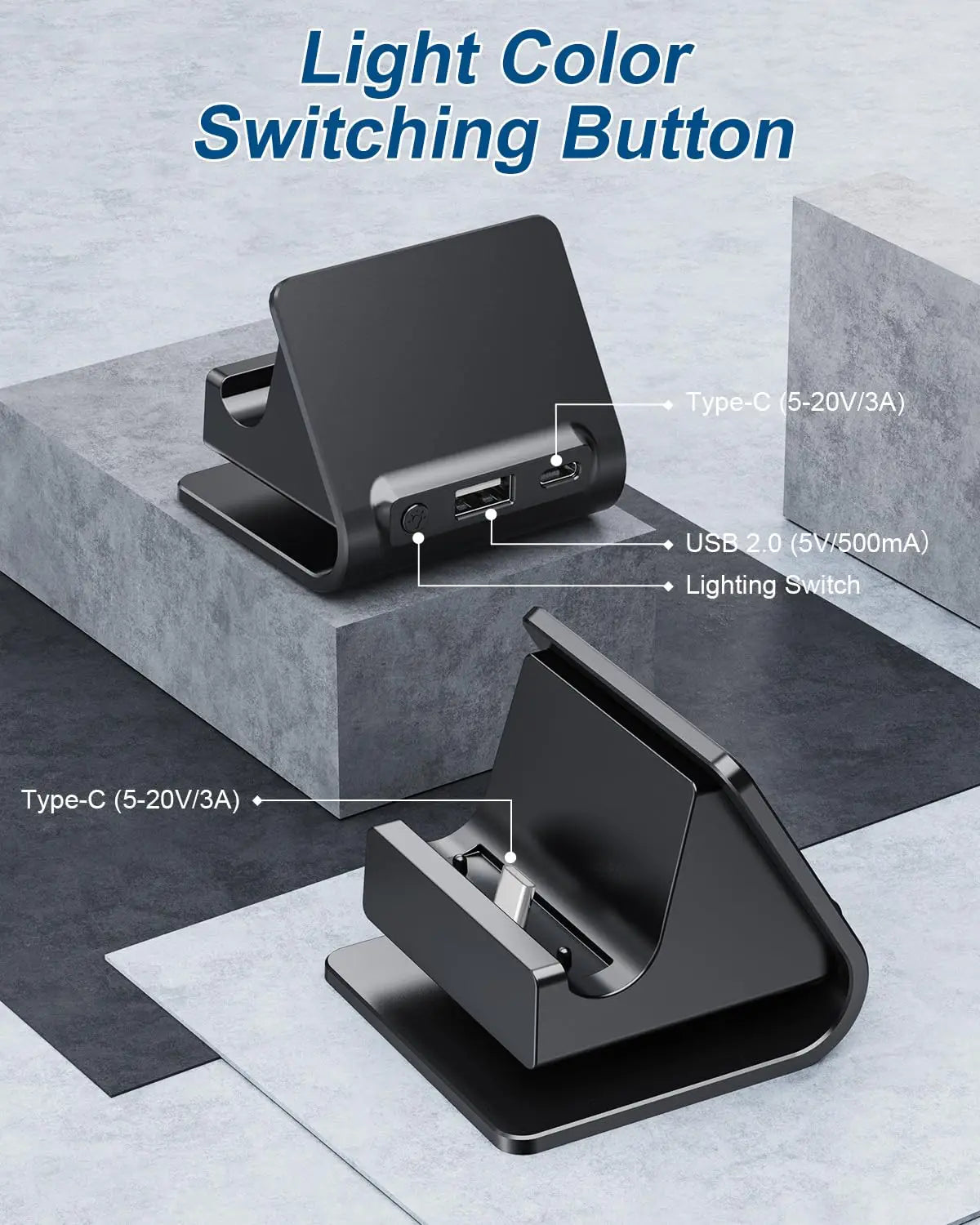 AOLION Switch 2 Charging Stand - Adjustable RGB Fast Charging Dock for Nintendo Switch 2 Console
