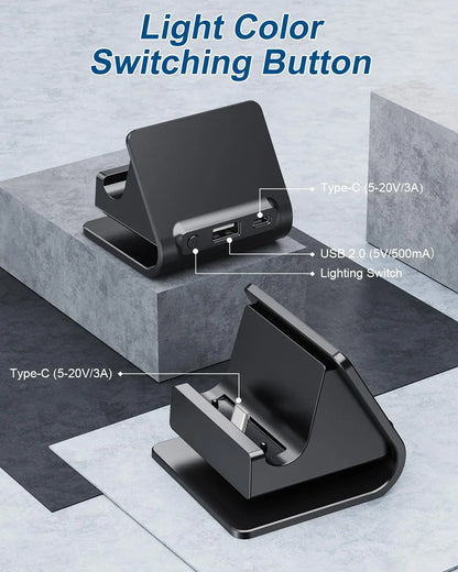 AOLION Switch 2 Charging Stand - Adjustable RGB Fast Charging Dock for Nintendo Switch 2 Console