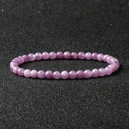 4mm Natural Stone Bead Stretch Bracelet for Men & Women – Agate Lava Handmade Reiki Crystal Jewelry