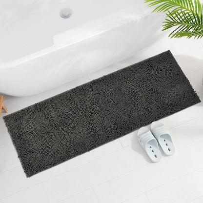 Chenille Long-Haired Bath Mat – Absorbent Bathroom Floor Mat for Tub, Living Room, and Entrance Foot Pad