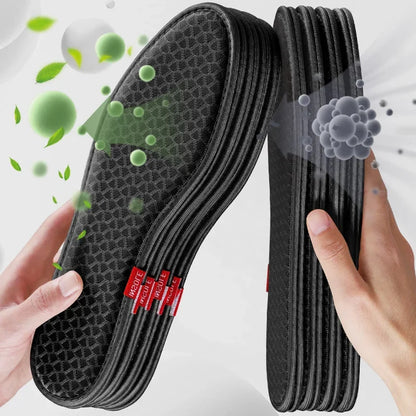 2/4Pcs Bamboo Charcoal Deodorant Insoles: Breathable Shoe Pads for Men's Sports Shoes - Absorb-Sweat, Antibacterial Inserts