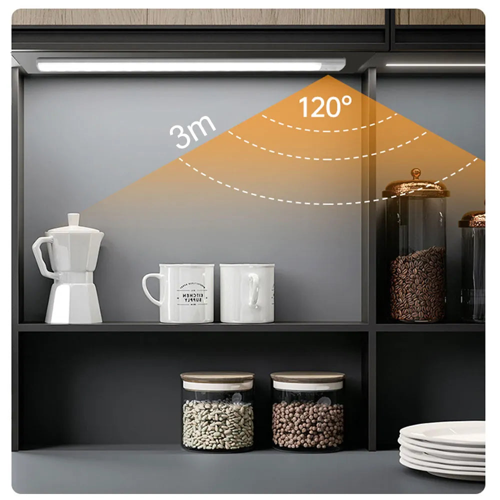 Convenient Illumination: Motion Sensor Wireless LED Night Light - USB Rechargeable Lamp for Cabinets, Wardrobes, Under Backlight - Perfect for Kitchen LED Lighting