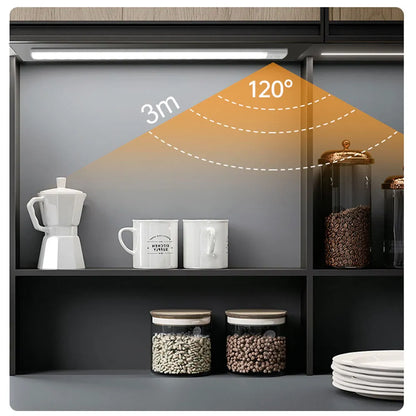 Convenient Illumination: Motion Sensor Wireless LED Night Light - USB Rechargeable Lamp for Cabinets, Wardrobes, Under Backlight - Perfect for Kitchen LED Lighting