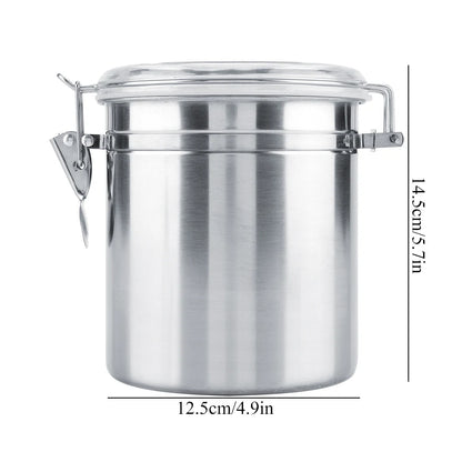Stainless Steel Vacuum-Sealed Coffee Container – Beans Storage Jar for Home & Kitchen, 800-1800ml Options