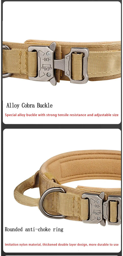 Outdoor Tactical Nylon Dog Collar with Metal Buckle – Breathable Training Collar for Medium & Large Dogs