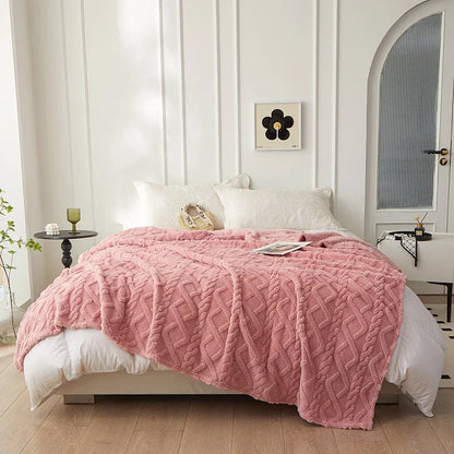 Sage Green Winter Double-Sided Lamb Wool Blanket – Thickened Flannel Throw for Sofa & Bed Cover