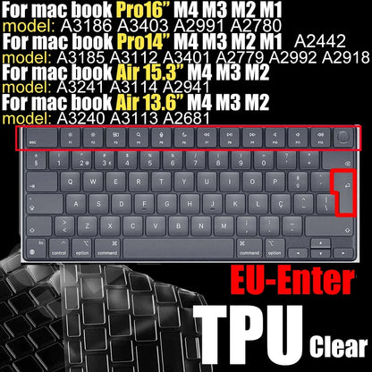 TPU Ultra-Thin MacBook Keyboard Cover - Clear Protector for MacBook Pro & Air 13/15-Inch M1–M4 Models