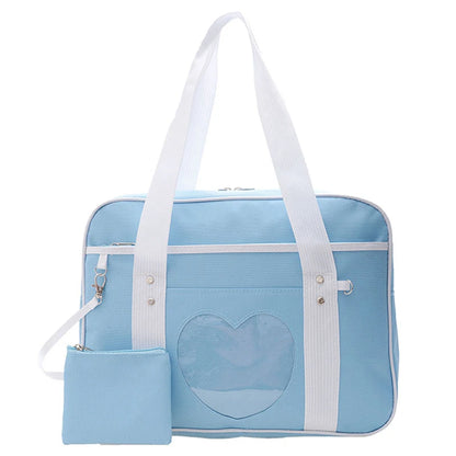 Japanese Lolita Heart JK School Bag | Fashion PU Oxford Handbag for Women, Students & Cosplay Anime Shoulder Bag