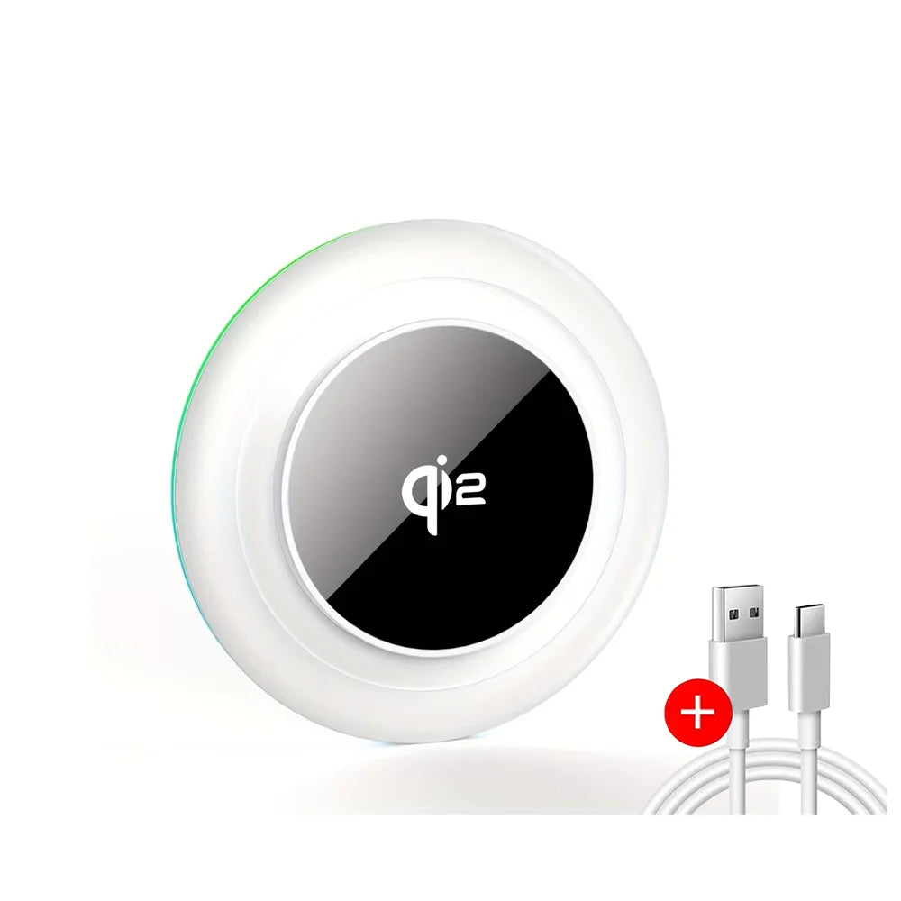 Desktop Wireless Charging Station with Type-C Cable and LED Light - Fast Charger for iPhone 12–17, Samsung Galaxy S24/S25, Xiaomi and Huawei
