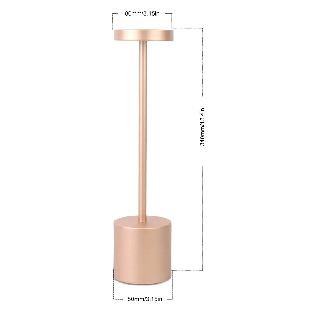 Classic USB Rechargeable Table Lamp – Stepless Dimming Touch Desk Lamp with 3 Colors for Bedside, Hotel & Bar Decoration