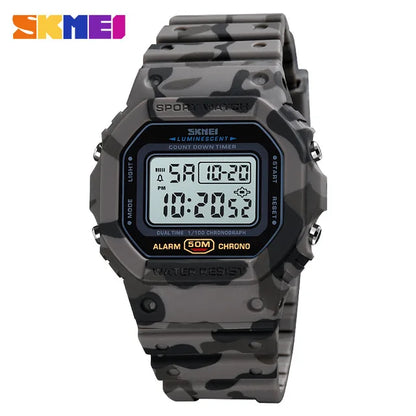 SKMEI 1628 Military Digital Watch for Men - Retro Sport Waterproof Electronic Wristwatch with LED Display