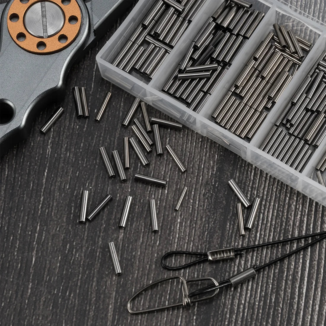 50-200pcs Brass Fishing Wire Tubes – Single & Double Barrel Crimp Sleeves, Line Connectors & Fishing Accessories