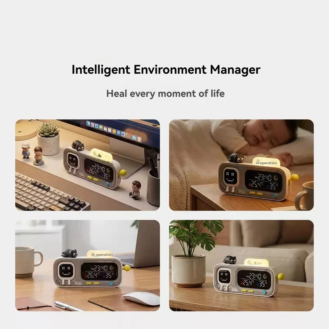 ATuMan DUKA MOOD A Smart Thermometer - Rechargeable Temperature & Humidity Monitor Clock for Indoor Decor