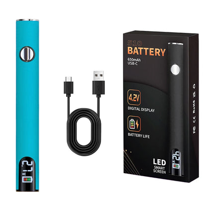 510 Thread 650mAh Smart Battery Pen – USB Rechargeable Mini Power Tool for Cartridge & Soldering Repair Welding Kit