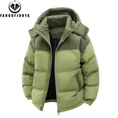 Men’s Autumn Winter Outdoor Jacket – Removable Hooded Windbreaker Parka, Warm Casual Solid Coat