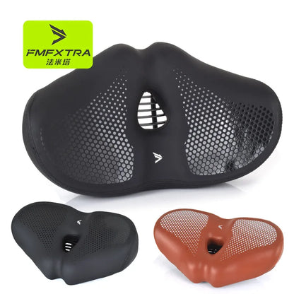 Noseless Bike Seat Cushion - Wide Extra-Padded Comfort Saddle for Men & Women, Oversized Bicycle Seat for Peloton & Indoor Bikes